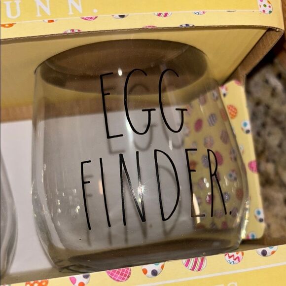 NWT Rae Dunn Egg Hider and Egg Finder Stemless Wine Glasses - Picture 4 of 9